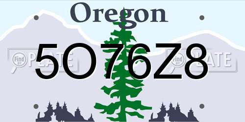 5O76Z8 Oregon License Plate
