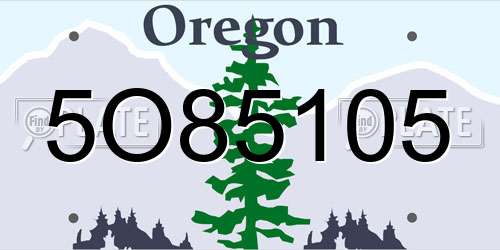 5O85105 Oregon License Plate