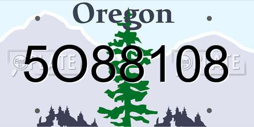 5O88108 Oregon License Plate