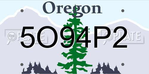 5O94P2 Oregon License Plate
