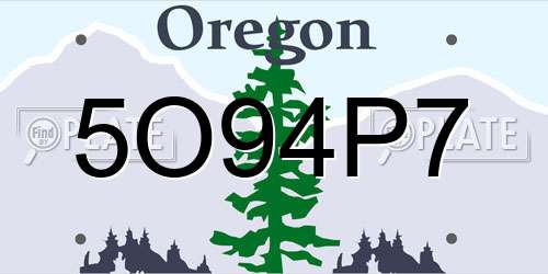 5O94P7 Oregon License Plate