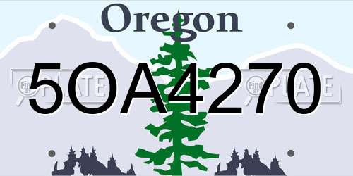 5OA4270 Oregon License Plate