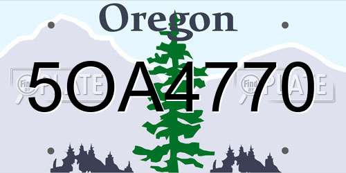 5OA4770 Oregon License Plate