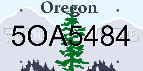 5OA5484 Oregon License Plate