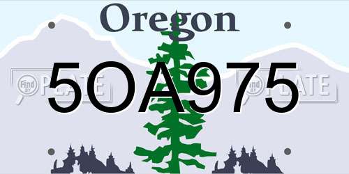 5OA975 Oregon License Plate