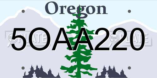 5OAA220 Oregon License Plate