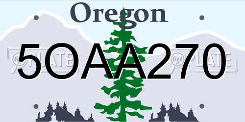 5OAA270 Oregon License Plate