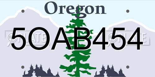 5OAB454 Oregon License Plate