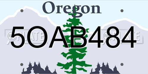 5OAB484 Oregon License Plate