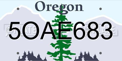 5OAE683 Oregon License Plate