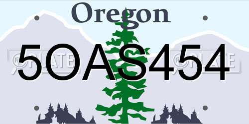 5OAS454 Oregon License Plate