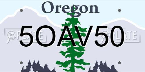 5OAV50 Oregon License Plate