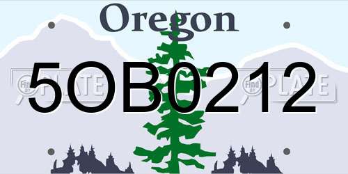 5OB0212 Oregon License Plate