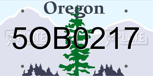 5OB0217 Oregon License Plate