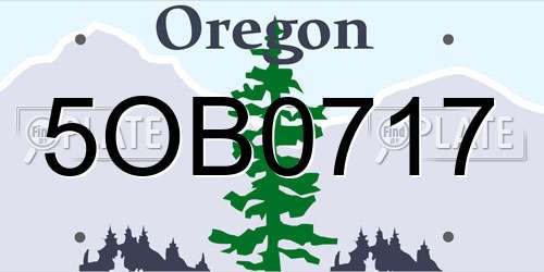 5OB0717 Oregon License Plate