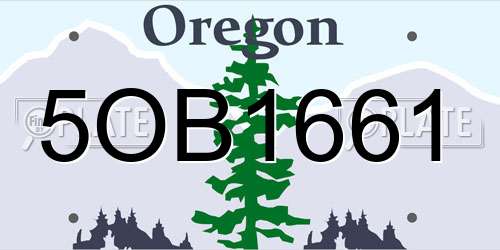 5OB1661 Oregon License Plate