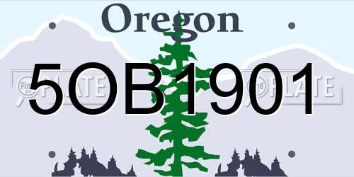 5OB1901 Oregon License Plate