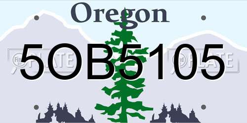5OB5105 Oregon License Plate
