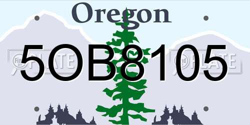 5OB8105 Oregon License Plate