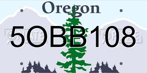 5OBB108 Oregon License Plate