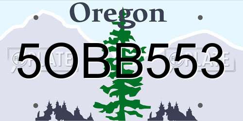 5OBB553 Oregon License Plate