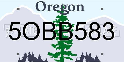 5OBB583 Oregon License Plate