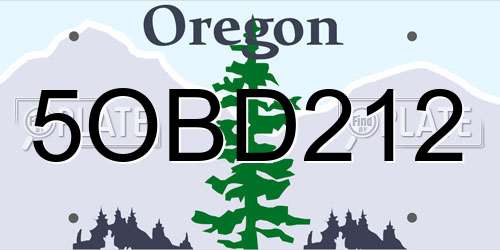 5OBD212 Oregon License Plate