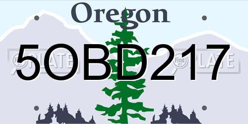 5OBD217 Oregon License Plate