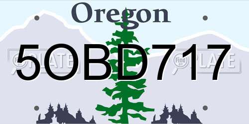 5OBD717 Oregon License Plate