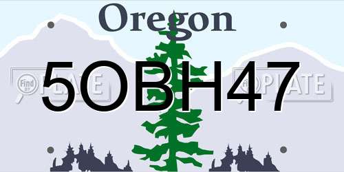 5OBH47 Oregon License Plate