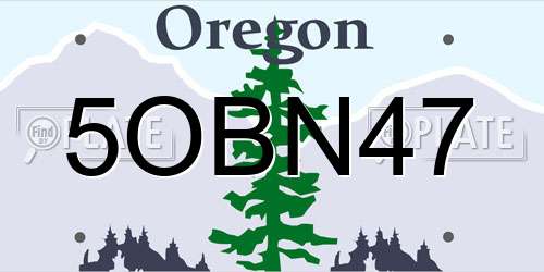 5OBN47 Oregon License Plate