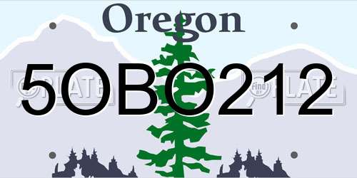 5OBO212 Oregon License Plate