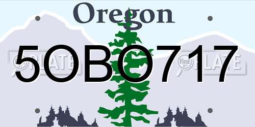 5OBO717 Oregon License Plate
