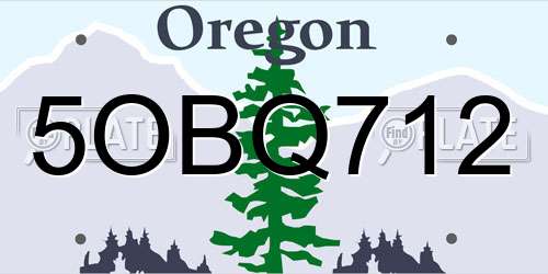 5OBQ712 Oregon License Plate