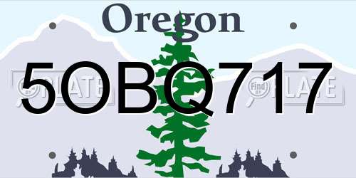 5OBQ717 Oregon License Plate