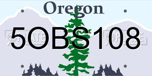 5OBS108 Oregon License Plate