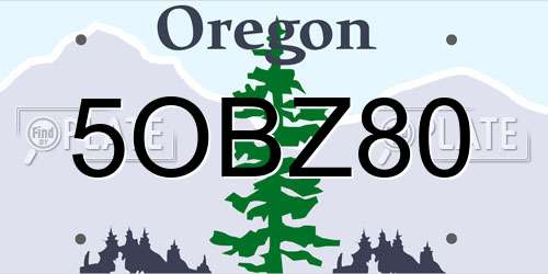 5OBZ80 Oregon License Plate