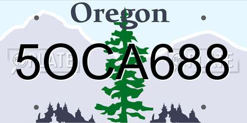 5OCA688 Oregon License Plate