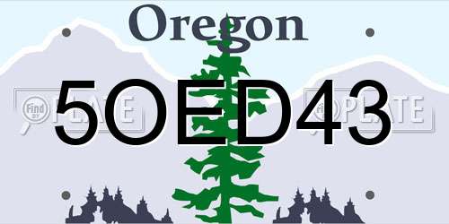 5OED43 Oregon License Plate