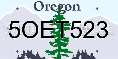 5OET523 Oregon License Plate