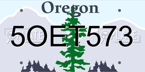 5OET573 Oregon License Plate