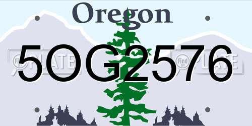 5OG2576 Oregon License Plate