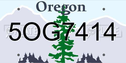 5OG7414 Oregon License Plate