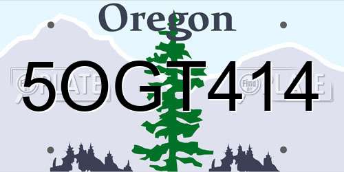 5OGT414 Oregon License Plate