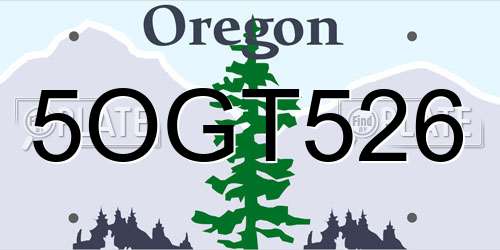 5OGT526 Oregon License Plate