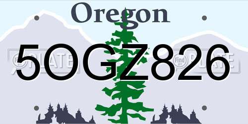 5OGZ826 Oregon License Plate