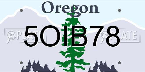 5OIB78 Oregon License Plate