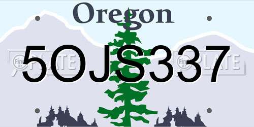 5OJS337 Oregon License Plate