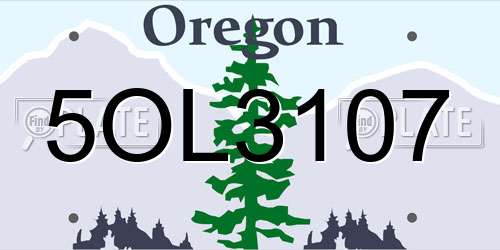 5OL3107 Oregon License Plate