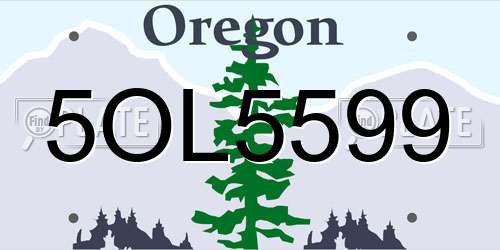 5OL5599 Oregon License Plate